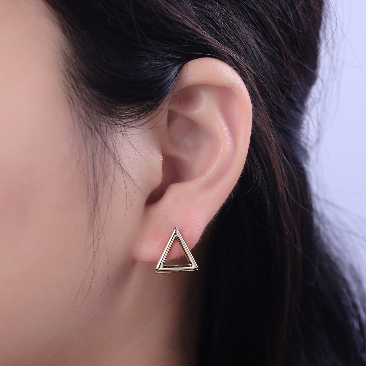 Triangle Hoop EarringLever backs Earring Modern Hoop Earring Minimalist Jewelry 14k Gold Filled hypoallergenic earrings T-294 - DLUXCA