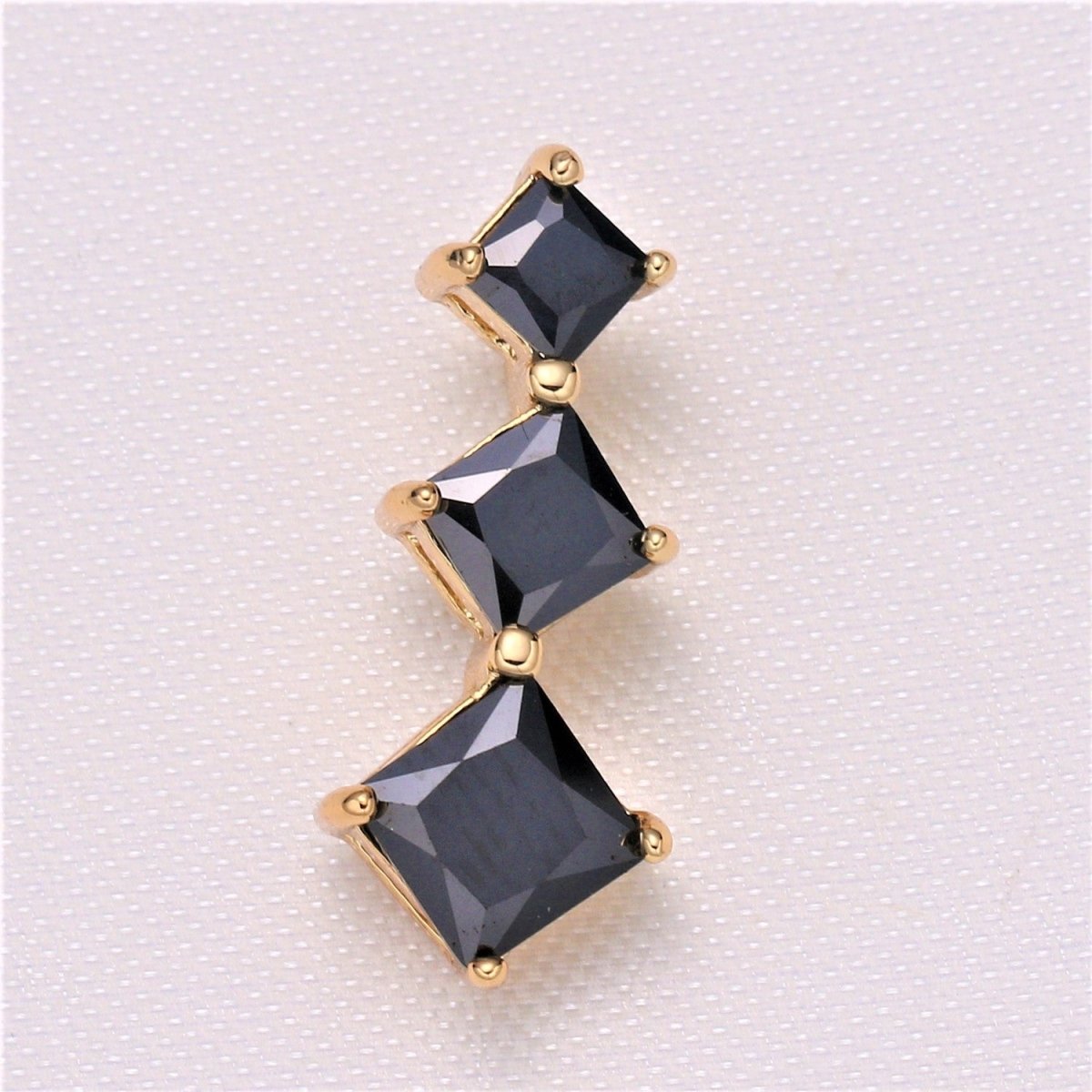 Triple Diamond Crystal Gold Plated Charm CZ Golden Geometric Diamond Square Shape Charm Pendant GP-873~GP-876 - DLUXCA