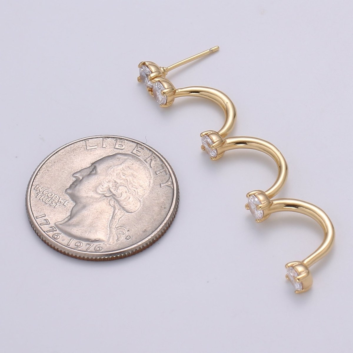 Triple Golden Rainbow Studs Earring CZ Plain Gold Nature Formal/Casual Daily Wear Earring Jewelry GP-891 - DLUXCA