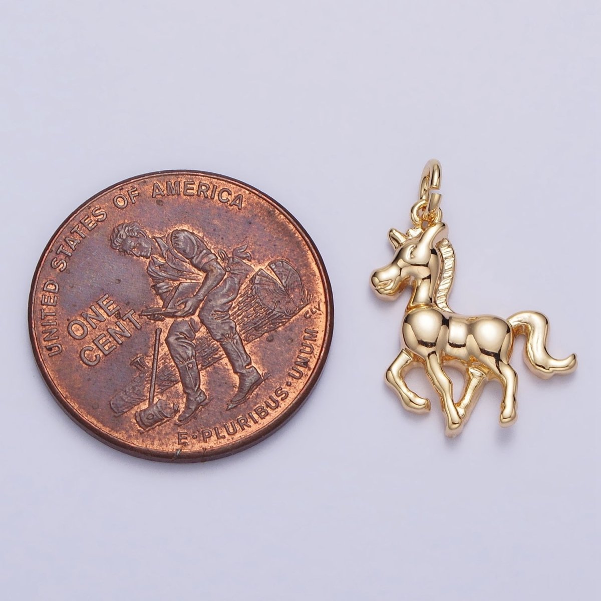 Trotting Horse Unicorn Equestrian Charm in Gold & Silver | AC193 AC194 - DLUXCA