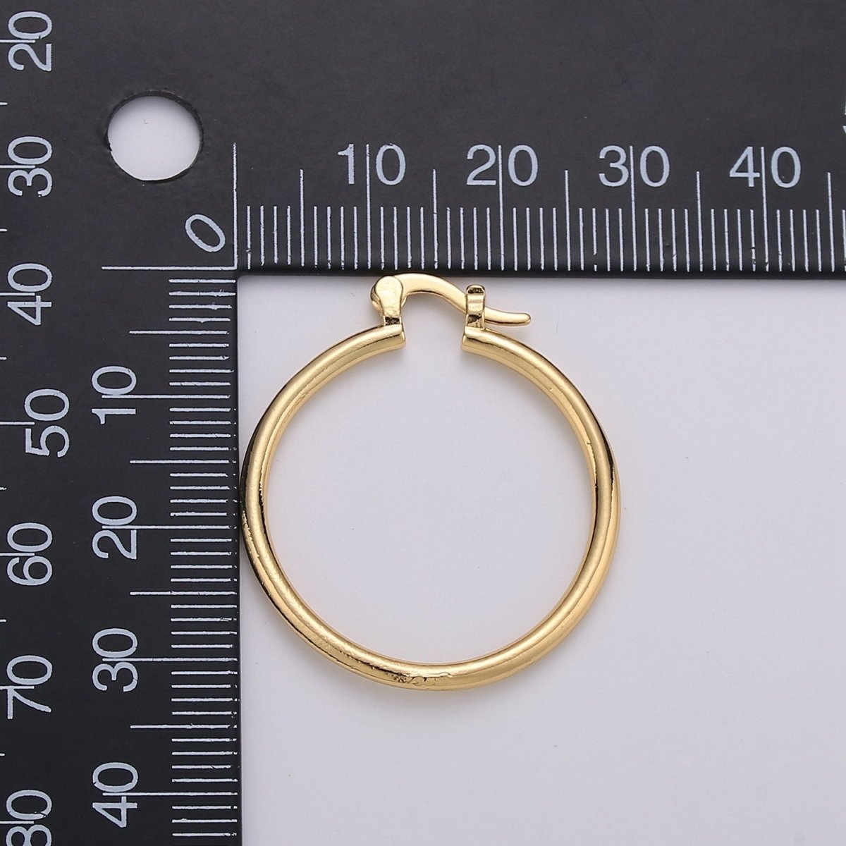 Tube Hoops Gold, 30mm Gold Hoops, Large Gold Hoop Earrings, Hollow Hoop Earrings, Chunky Hoops, Light Hoops for Every Day Wear Q-229 - DLUXCA