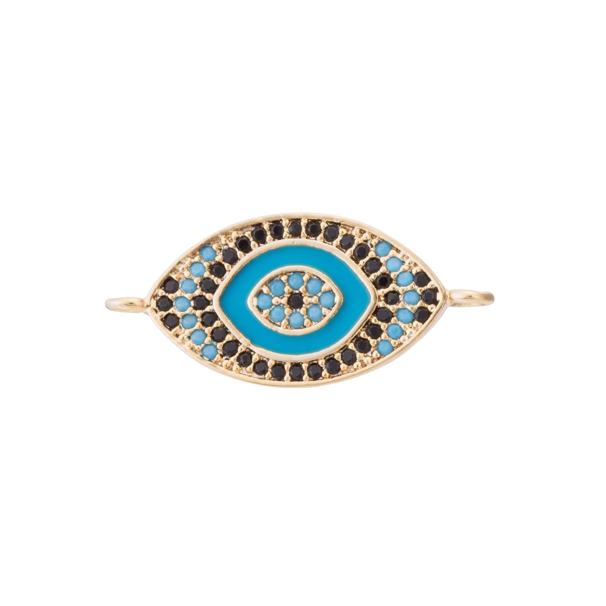 Turquoise Evil Eye, Lucky Charm, Charm CONNECTOR, Women Cubic Zirconia Bracelet Charm Bead Finding For Jewelry Making | F-114 - DLUXCA