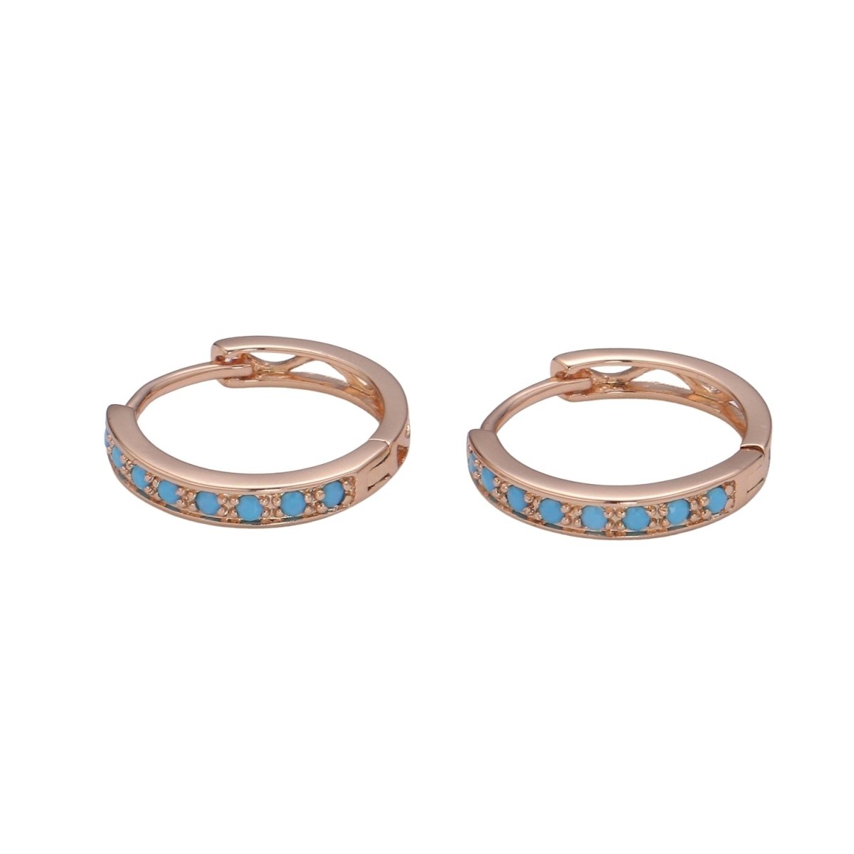 Turquoise Hoop Earrings • Rose gold cartilage hoop • turquoise huggie hoop earrings • Something Blue Jewelry P-204 - DLUXCA