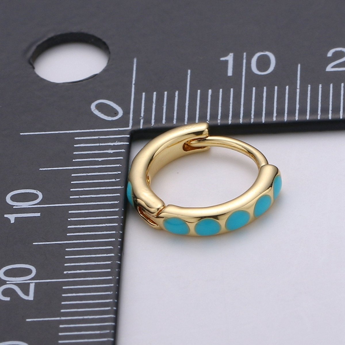 Turquoise Hoop Earrings • turquoise gold cartilage hoop • turquoise huggie hoop earrings • Something Blue Jewelry Q-207 - DLUXCA