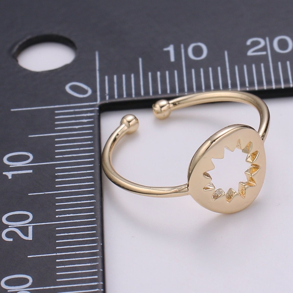 Twelve Point Star Geometry Gold Filled Adjustable Ring - R255 - DLUXCA