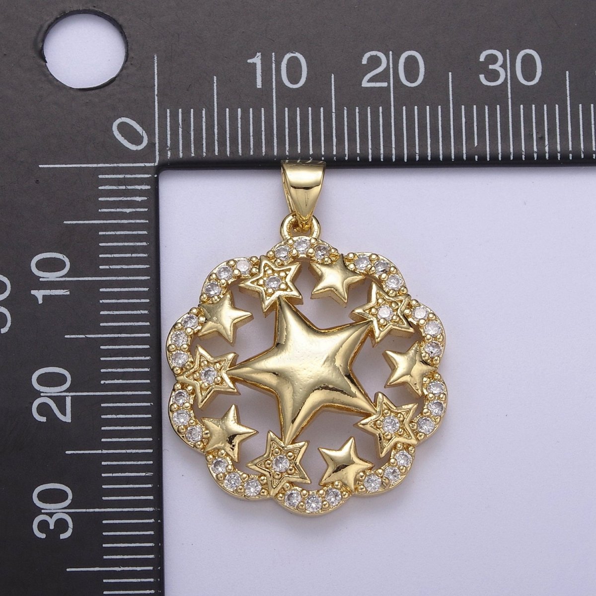 Twinkle Little Star Gold Filled Pendant Cubic Zirconia Star Charm for Celebration Party H-483 - DLUXCA