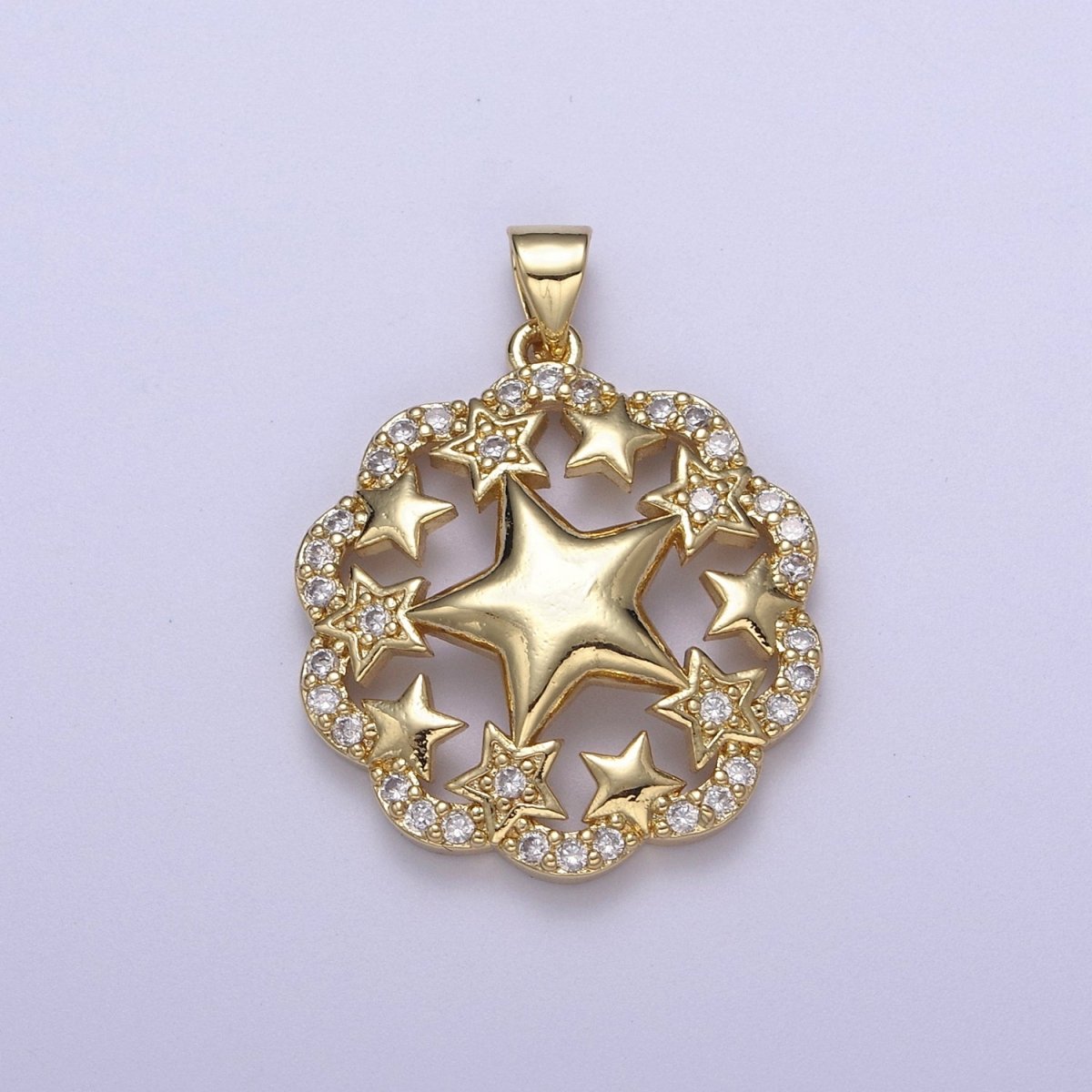 Twinkle Little Star Gold Filled Pendant Cubic Zirconia Star Charm for Celebration Party H-483 - DLUXCA