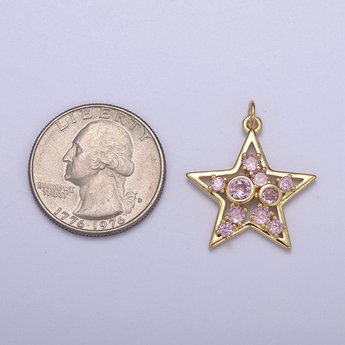 Twinkle Little Star Green Pink Cz Star Celestial Jewelry Inspired Pendant N-302 N-303 - DLUXCA