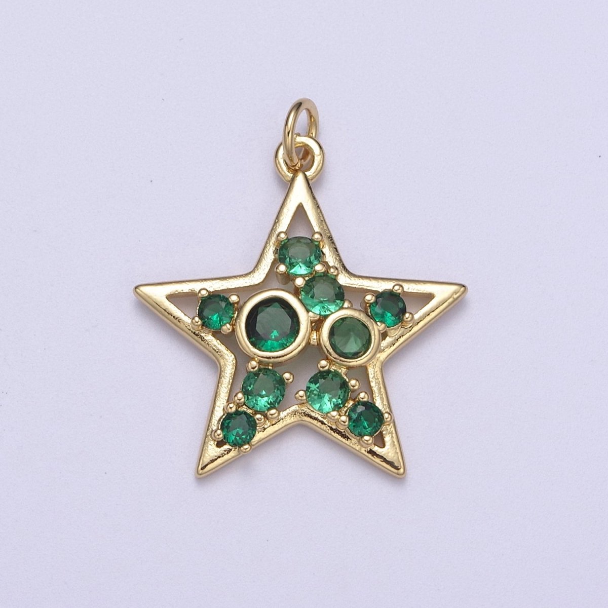 Twinkle Little Star Green Pink Cz Star Celestial Jewelry Inspired Pendant N-302 N-303 - DLUXCA