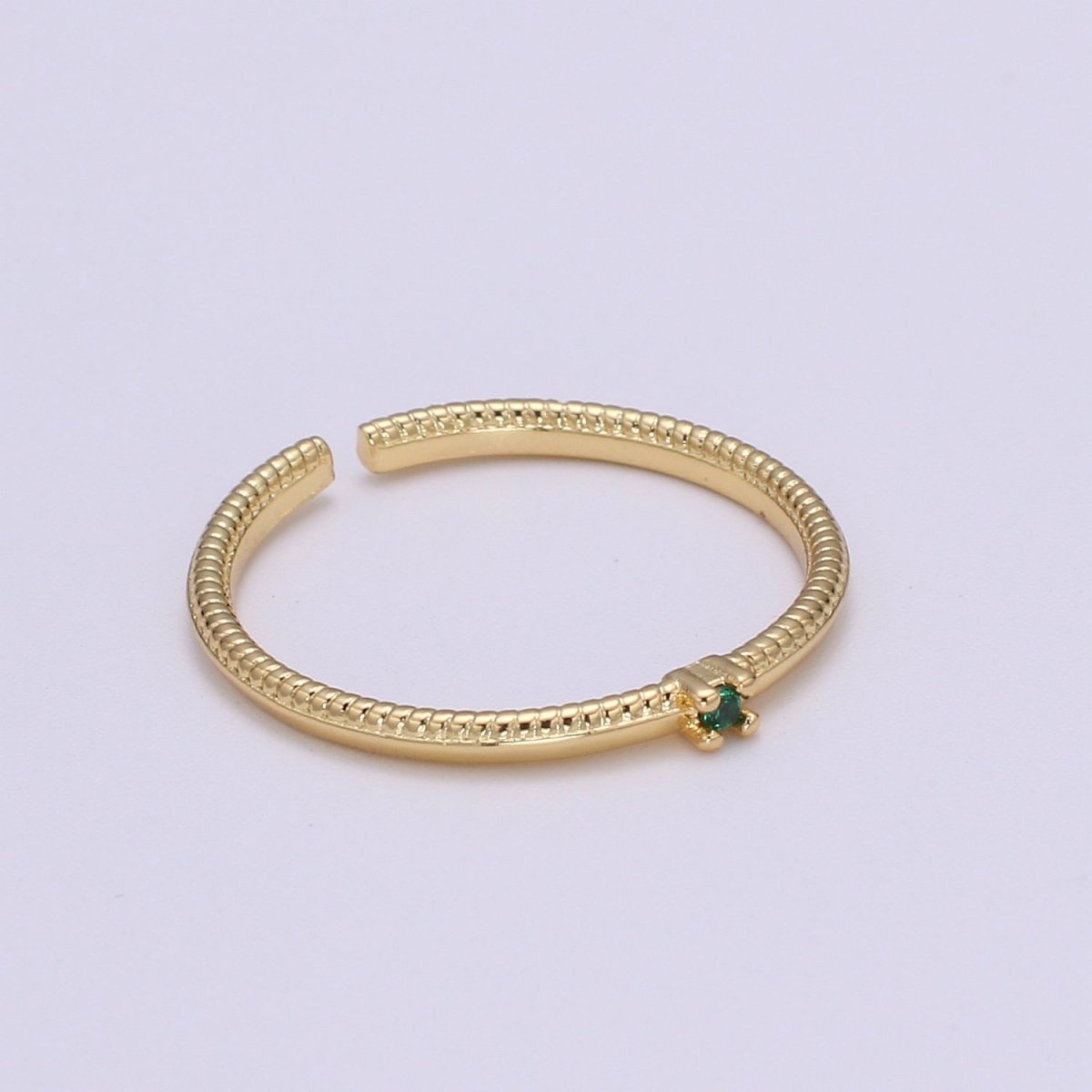 Twisted Band Ring - 24K Gold Minimalist Ring - Stackable Ring - Gold Cz Ring Layering - Stacking Ring Birthstone Jewelry size 6.5 O-281 O-282 - DLUXCA