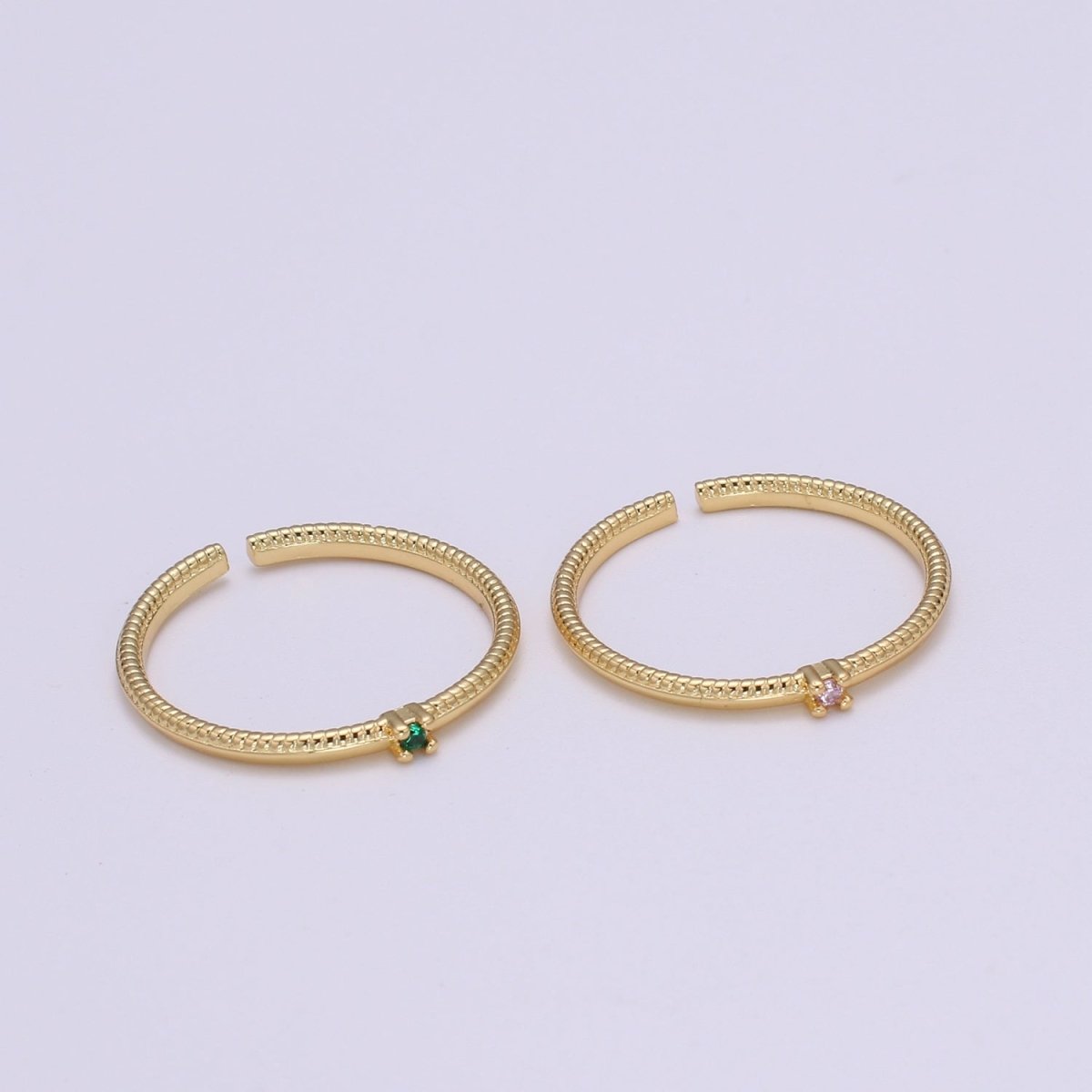 Twisted Band Ring - 24K Gold Minimalist Ring - Stackable Ring - Gold Cz Ring Layering - Stacking Ring Birthstone Jewelry size 6.5 O-281 O-282 - DLUXCA