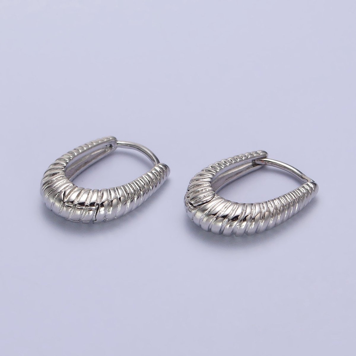 Twisted Croissant Dome Oblong Oval Hoop Earrings in Gold & Silver | AB075 AB076 - DLUXCA