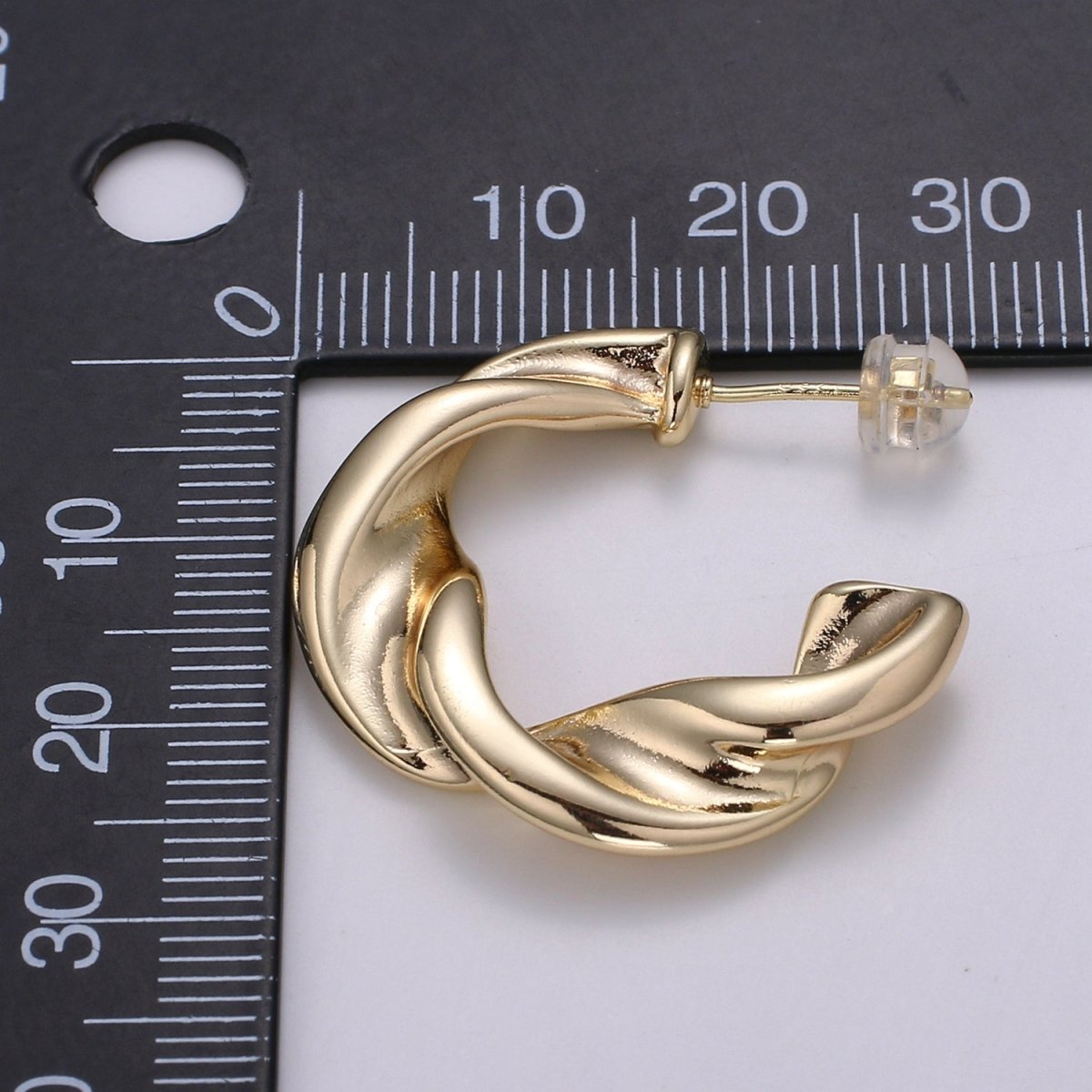 Twisted Design 18K Gold Stud Earring, Rose Gold Wavy Earring for DIY Earring Craft Supply Jewelry Making Q-459 - DLUXCA