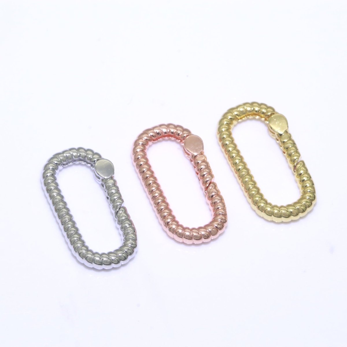 Twisted Gold Spring Gate Ring, 18.8 mm Marine Rope Push Gate ring, Charm Holder Clasp for Connector Bracelet End Clasp Rose Gold Silver L-451~L-453 - DLUXCA