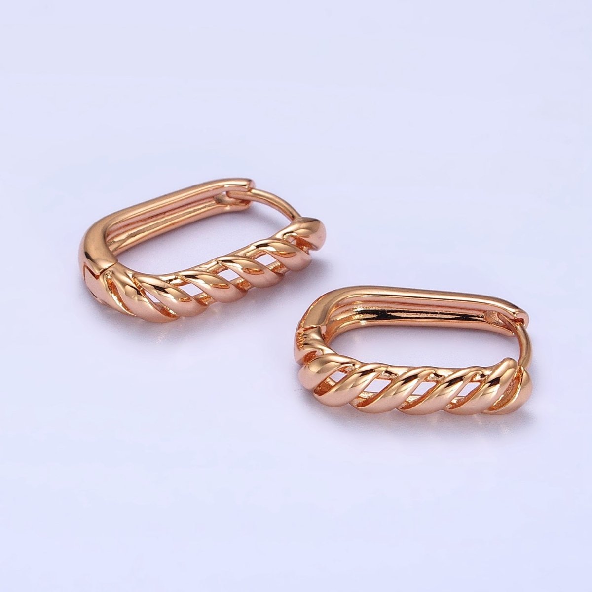 Twisted Open Coil 17.3mm Gold Oblong Hoop Earrings | AB256 - DLUXCA