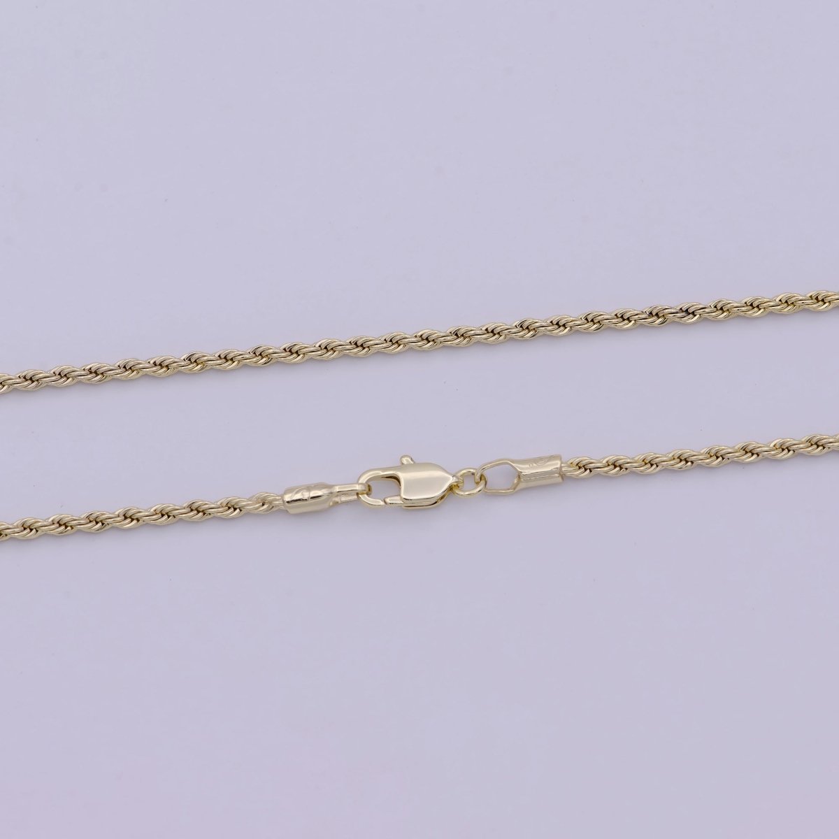 Twisted Rope Chain Necklace - 14K Gold Filled Necklace Chain - 20 Inches Rope Necklace w/ Lobster Clasps | WA-526 Clearance Pricing - DLUXCA