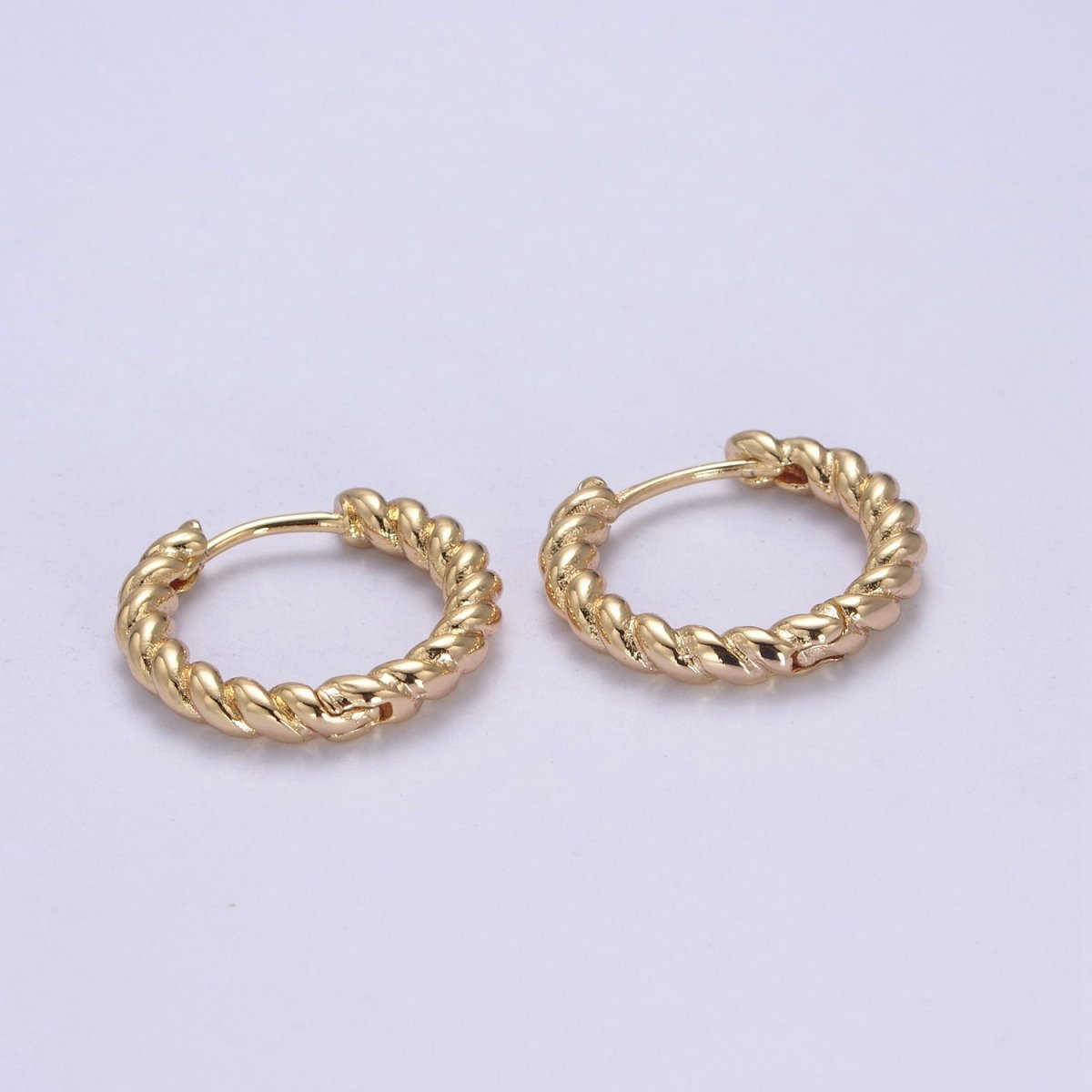 Twisted Rope Hoop Earring in 18k Gold Filled for Everyday Use Fashion Jewelry T-272 - DLUXCA