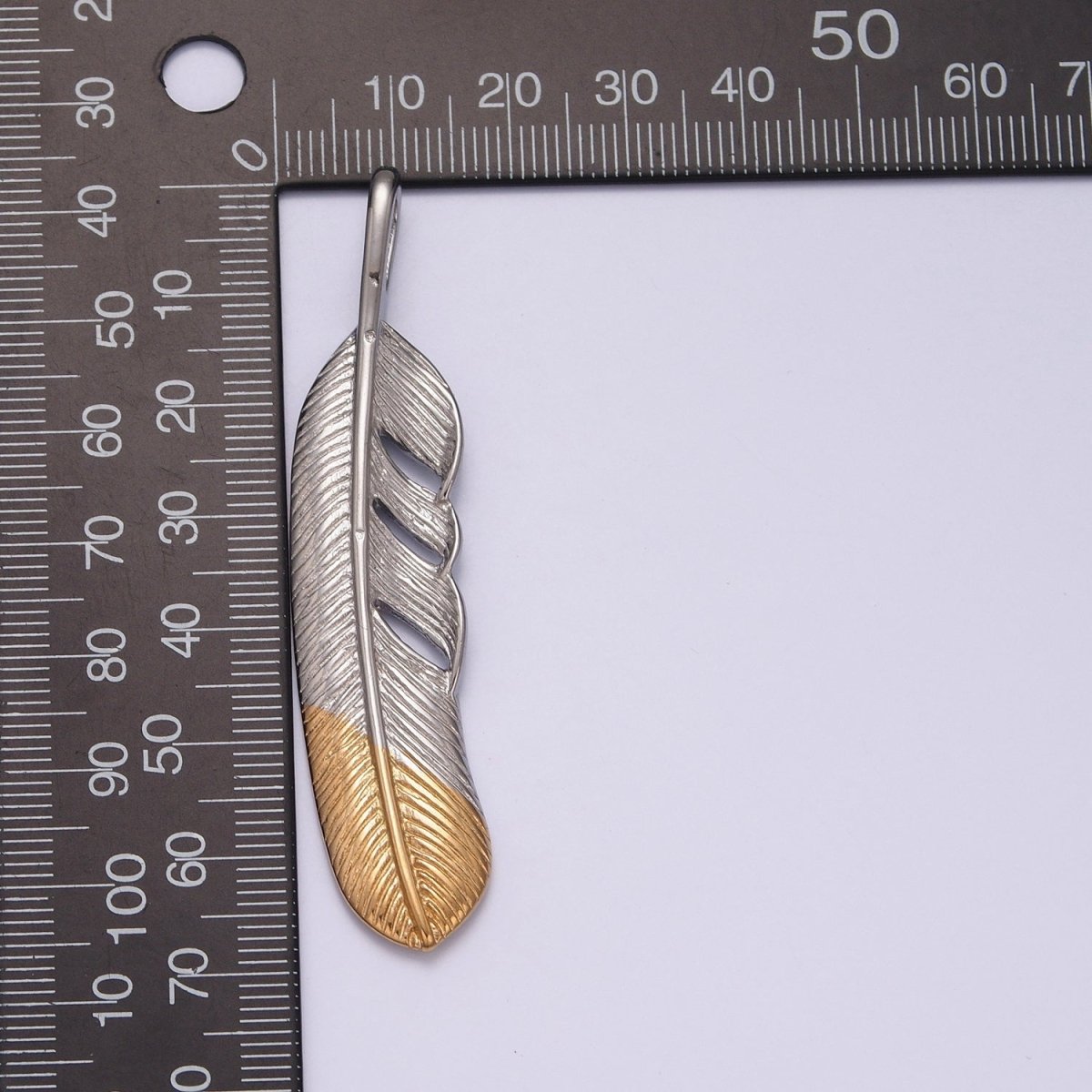 Two Tone feather necklace Pendant Silver boho Charm Jewelry Layering Necklace Men Jewelry X-638 - DLUXCA