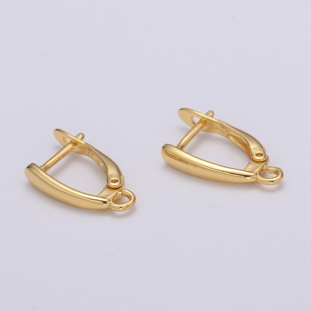 U Shaped Huggie Earring 24K Gold Filled Simple Hoops with open link for Jewelry Making Supply L-228 - DLUXCA