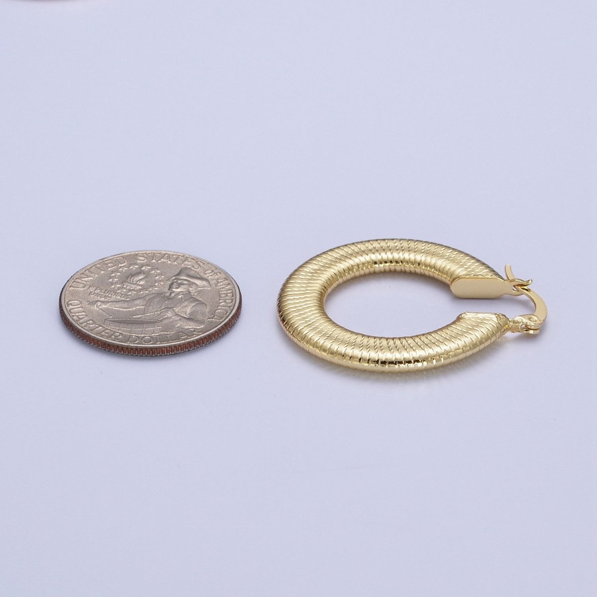 Unique Gold Hoops Line Pattern Earring for Fashion Statement Jewelry T-023 - DLUXCA