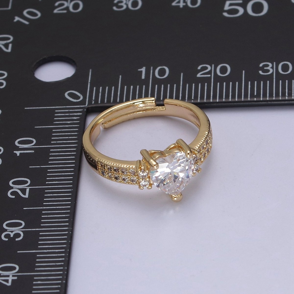 Unique Heart Shaped Cz Adjustable Ring, Perfect Birthday Christmas Gift For Her Anniversary Wedding Ring For Her U-306 - DLUXCA