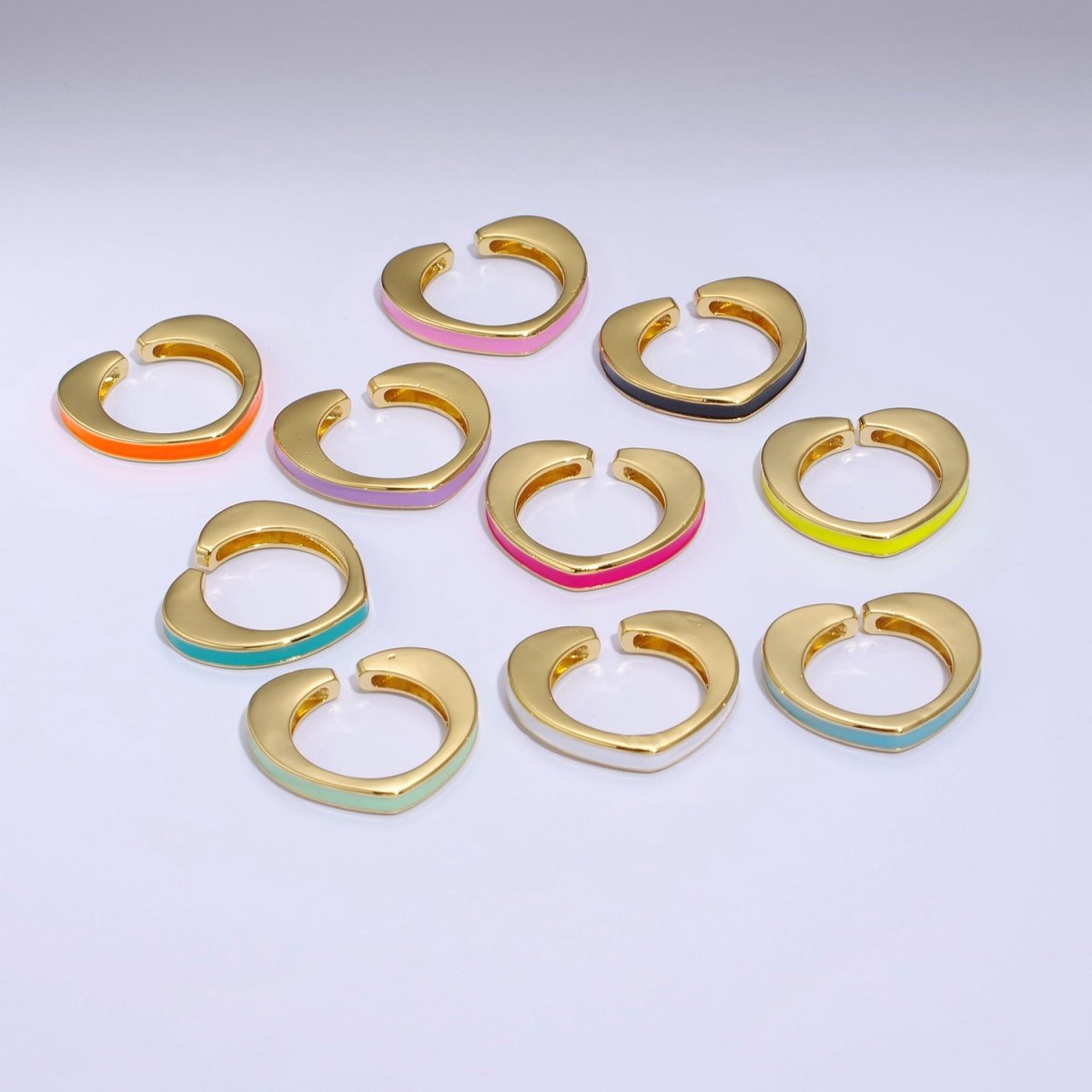 Unique Heart Shaped Open Ring Enamel Colorful Band S-258 ~ S-267 - DLUXCA