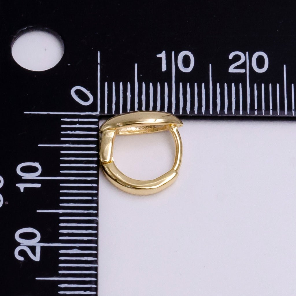 Unique Oval Huggie Earring in Gold Silver 11mm Hoop Earring AE-779 - DLUXCA