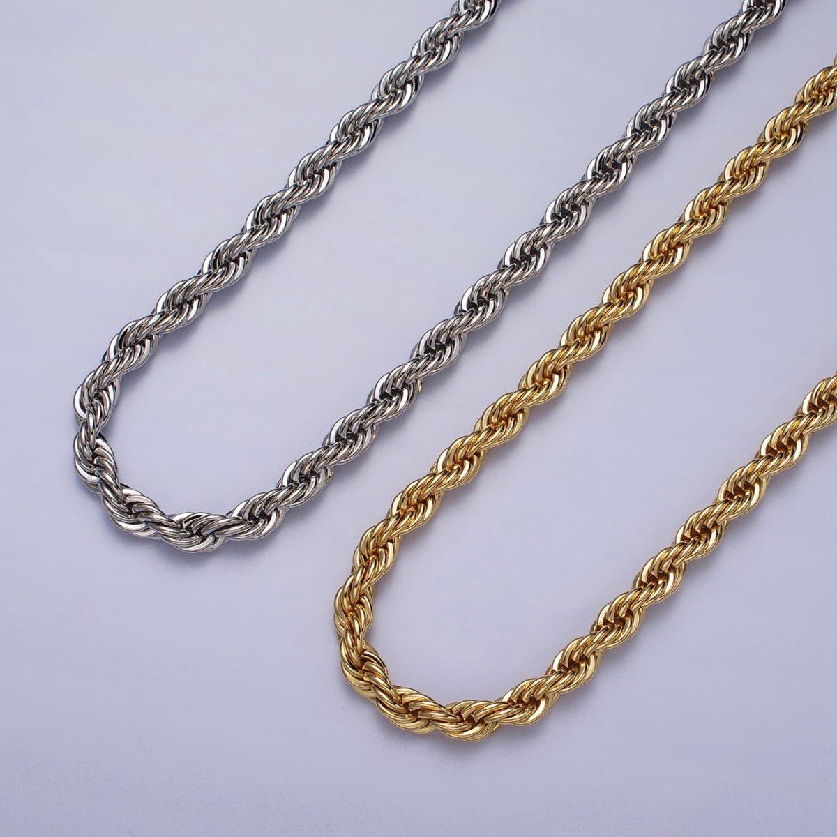 Unisex Bold Gold Rope necklace, Thick Chunky chain necklace 5.5mm Twist Necklace 17", 19.5 inch + 2 inch extender | WA-1528 WA-1529 WA-1530 Clearance Pricing - DLUXCA