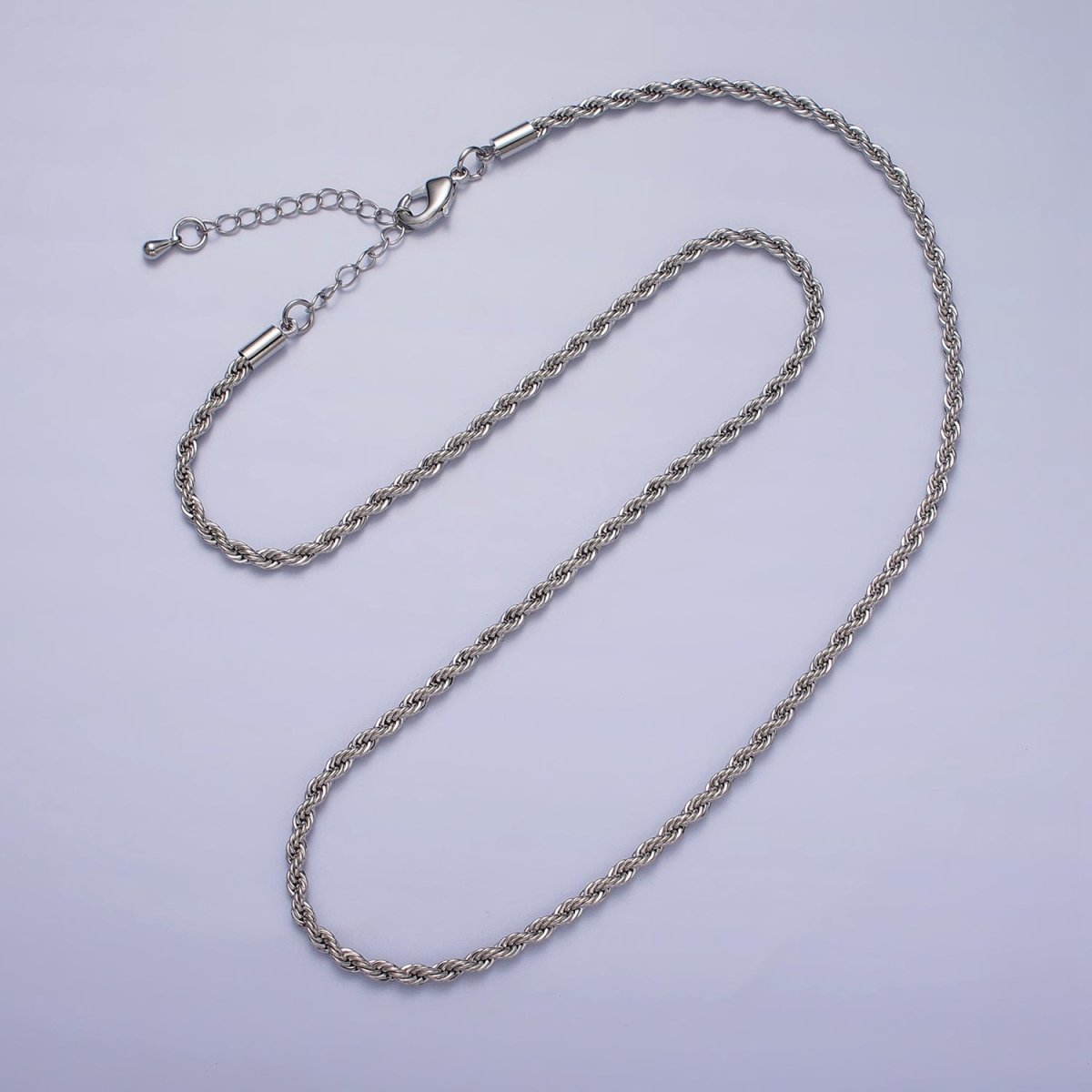 Unisex Chain Necklace, Rope Chain Necklace Gold Twist Chain, 3mm Rope Chain 18" 19.5" Necklace | WA-1520 WA-1521 WA-1522 WA-1523 Clearance Pricing - DLUXCA