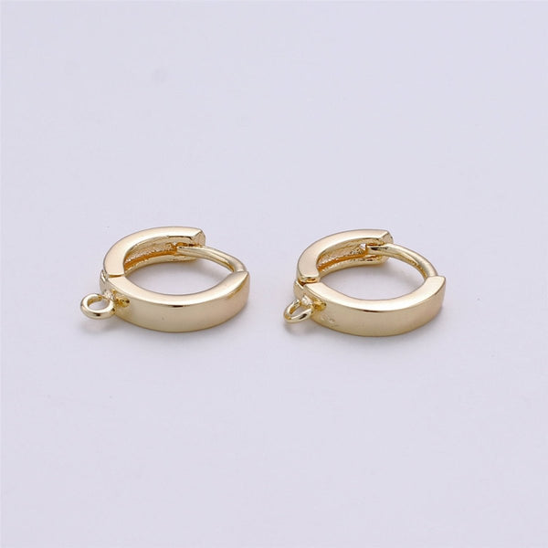 Vermeil Gold Earring Findings Open Link earring Post 14k yellow gold over 925 sterling silver 12mm huggie hoop earring K 519 DLUXCA