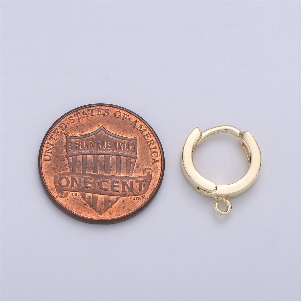 Vermeil Gold Earring Findings - Open Link earring Post, 14k yellow gold over 925 sterling silver 10mm huggie hoop earring K-519 - DLUXCA