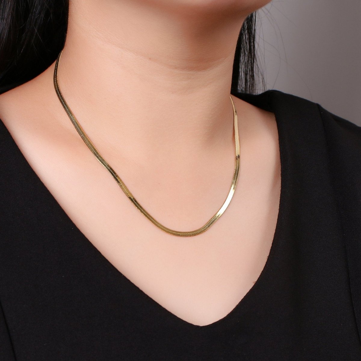 Vermeil Herringbone Chain Gold Plated over Sterling Silver Bold Necklace 3, 4, 5mm wide Herringbone Chain for Layering Necklace 16, 18, 20 Inch | CN-766 - CN-781, 930, 931, 932, 949, 950, 970 Clearance Pricing - DLUXCA