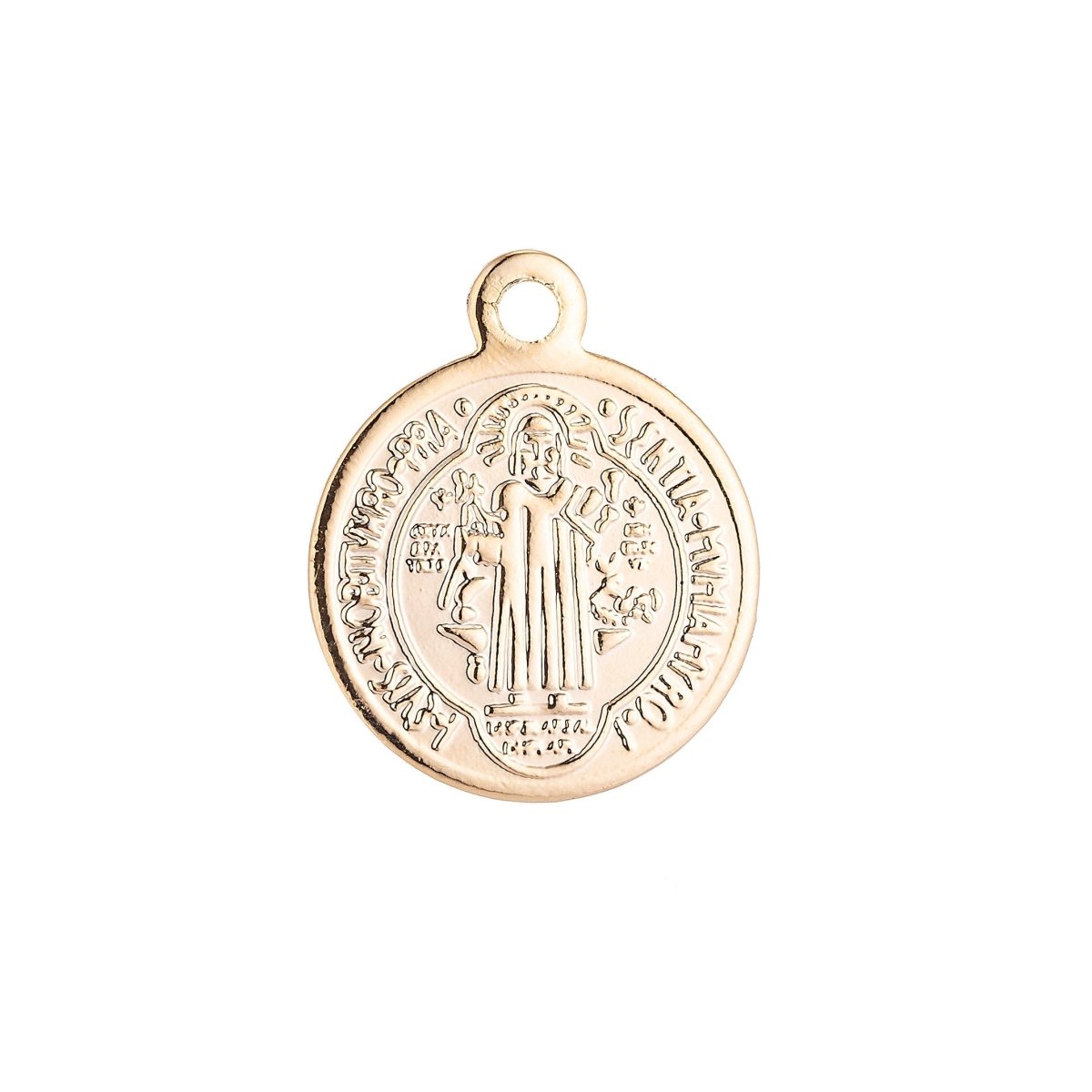 Vintage Christian Religious Charm Gold filled Pendant Protection Beads Antique Coin Medallion for Necklace Earring Jewelry Making Supply C-063 - DLUXCA