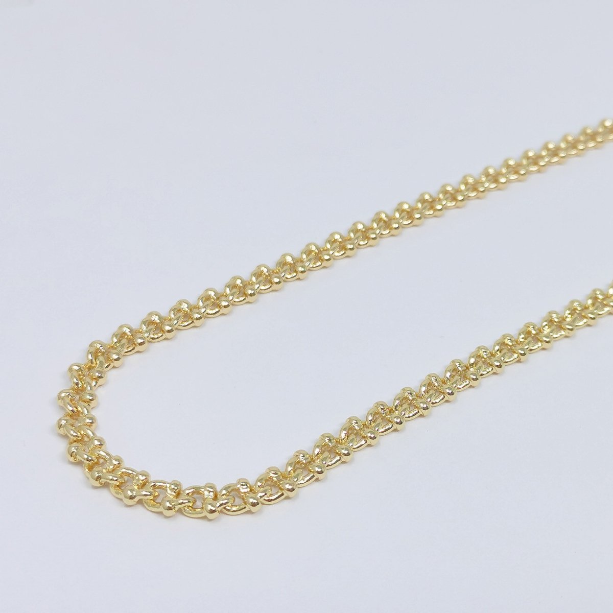Vintage City Hardware, 24K Gold Filled, Chain by Yard, Oval Double Dot Link Chain, Bold bulk Roll Chain, Size 8x5.5mm, Wholesale Necklace Making | ROLL-400 Clearance Pricing - DLUXCA