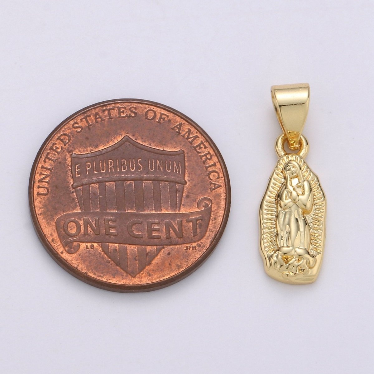 Vintage Mary Charm Necklace 14K Gold Filled Holy Mary Pendant Necklace, Our Lady of Guadalupe Pendant Necklace For Religious Jewelry Making J-006 - DLUXCA