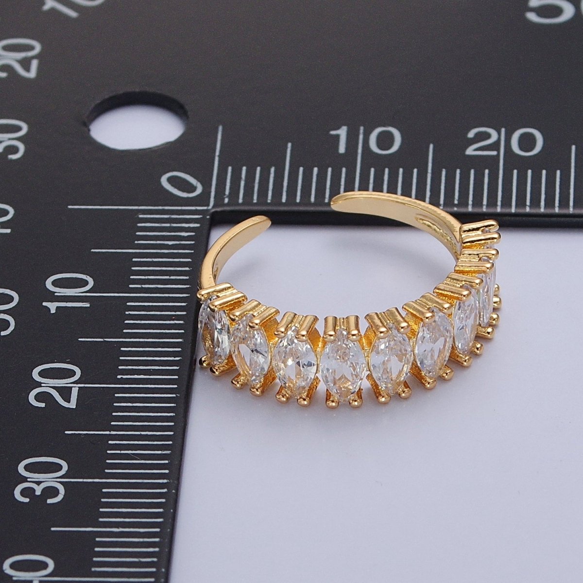 Vintage Pave Clear Ring for Statement Ring Open Adjustable Jewelry O-2174 - DLUXCA