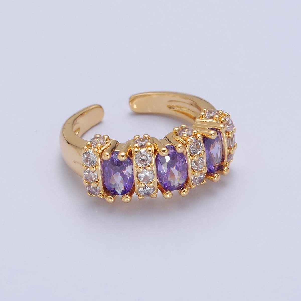 Vintage Pave Purple Ring for Statement Ring Open Adjustable Jewelry O-2173 - DLUXCA