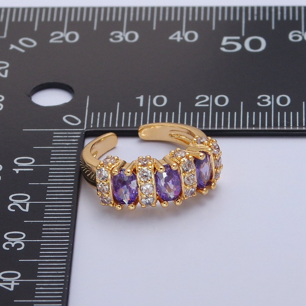 Vintage Pave Purple Ring for Statement Ring Open Adjustable Jewelry O-2173 - DLUXCA