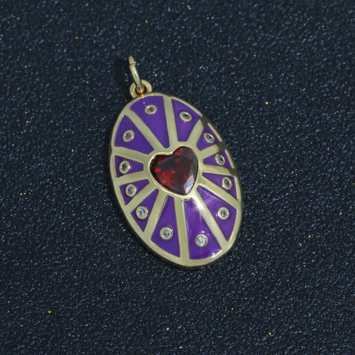Vintage Shield Pendant 14k Gold Filled Heart Cz Stone Enamel Medallion Charm for Jewelry Making Supply M-701 - M-710 - DLUXCA