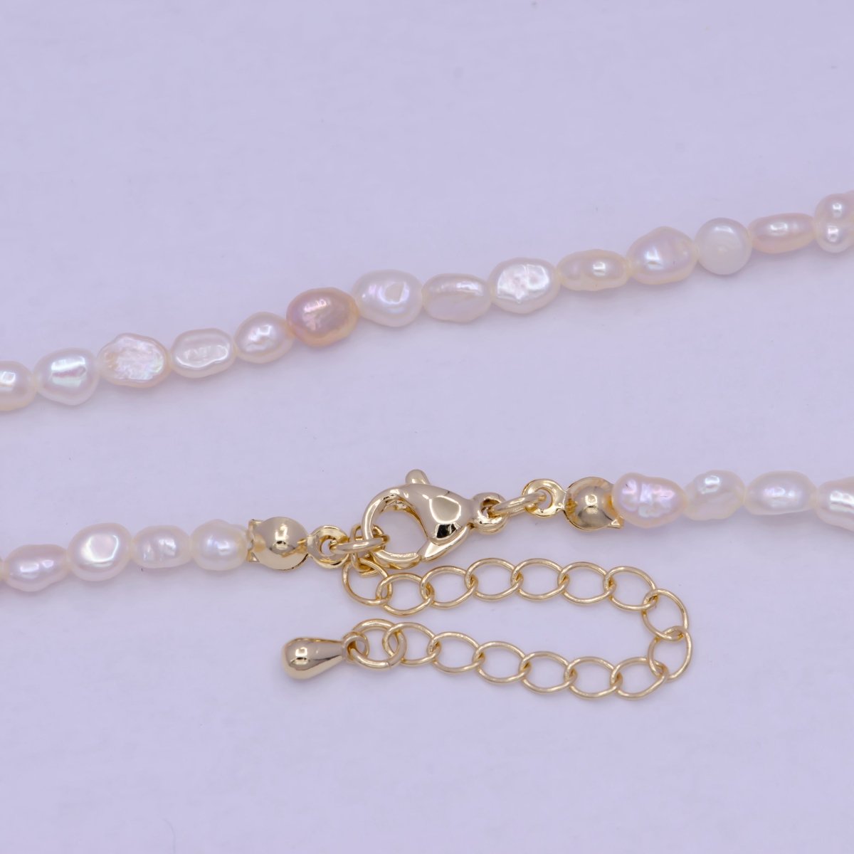 Vintage Soft Pink Irregular freshwater pearls necklace 14.5 inch + 2 inch extender in 24k Gold Filled Necklace | WA-1162 Clearance Pricing - DLUXCA