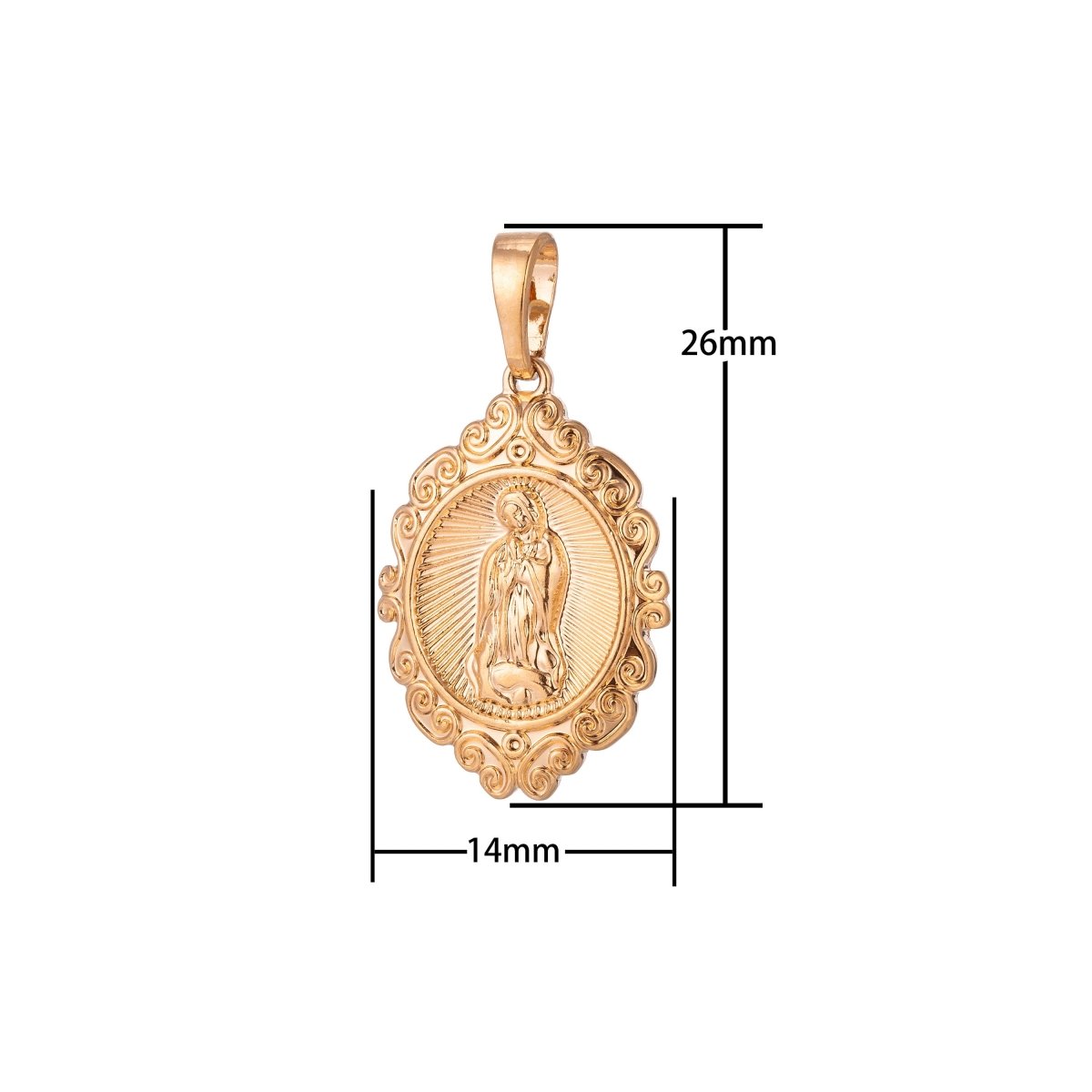 Virgin Mary Charm, 18K Gold Filled Pendant Dainty Virgen de Guadalupe Necklace Charm for Jewelry Making H-870 - DLUXCA
