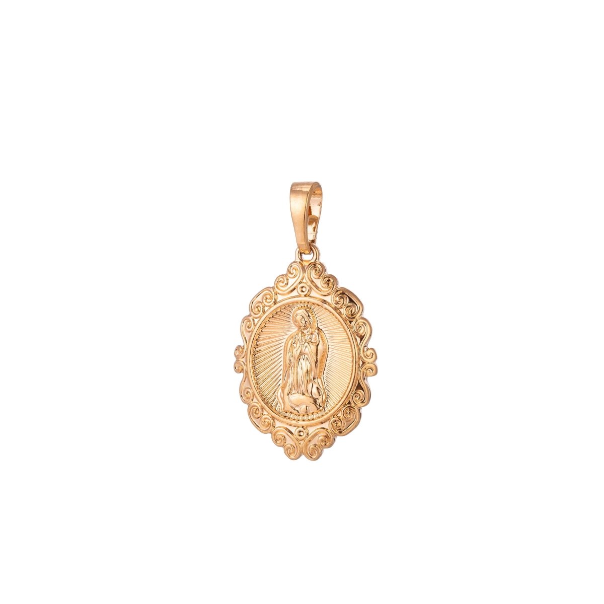 Virgin Mary Charm, 18K Gold Filled Pendant Dainty Virgen de Guadalupe Necklace Charm for Jewelry Making H-870 - DLUXCA