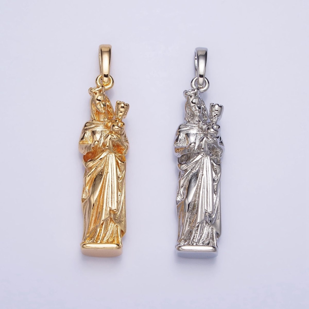 Virgin Mary Charm Necklace, Virgen Del Carmen Pendant, Virgen de la Caridad del Cobre Religious Necklace Pendant in Gold, Silver AA173 AA200 - DLUXCA