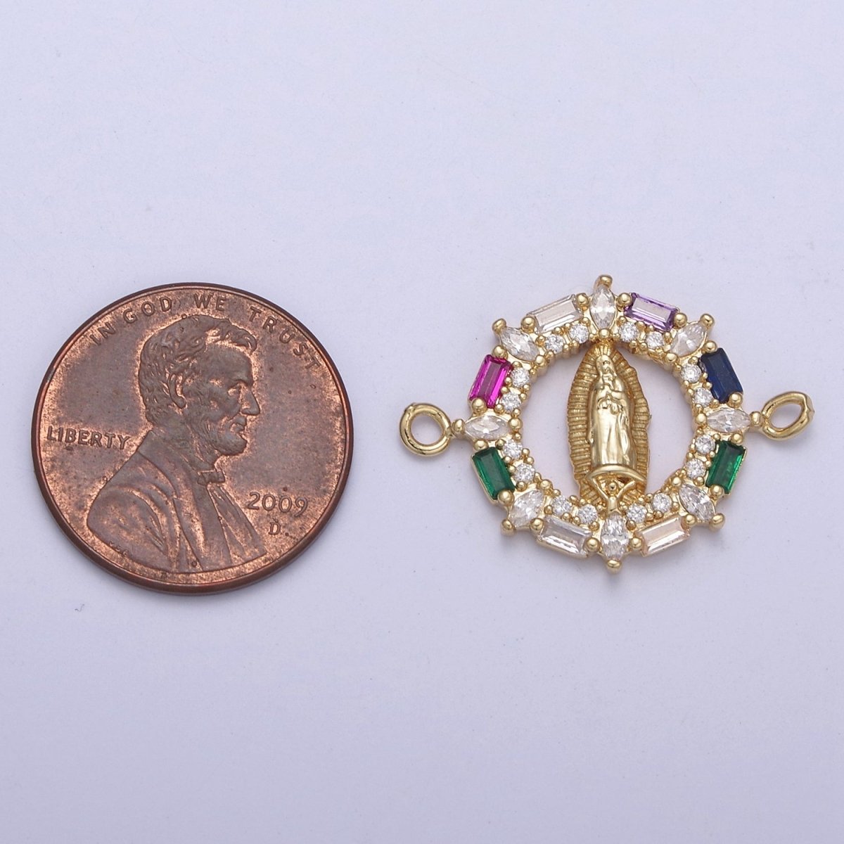 Virgin of Guadalupe Virgin Mary Charm Connector for bracelet, religious jewelry supply F-172 - DLUXCA