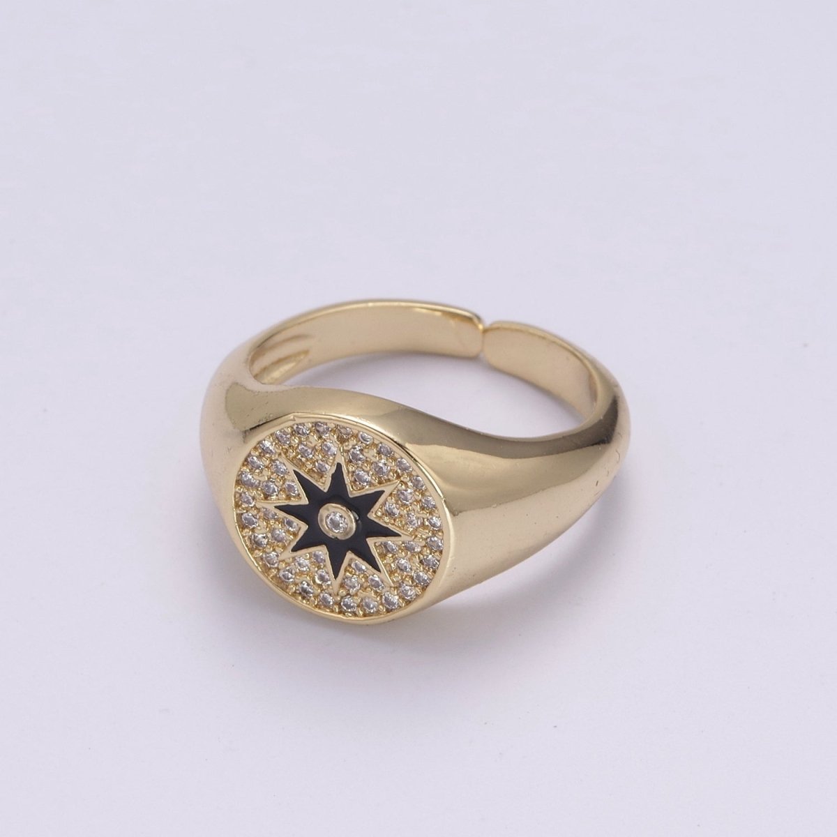 Wanderlust Signet Ring • Star CZ Ring • North Star Ring • Celestial Jewelry • Best Friend Gift • Graduation Gift U-181 ~ U-184 - DLUXCA