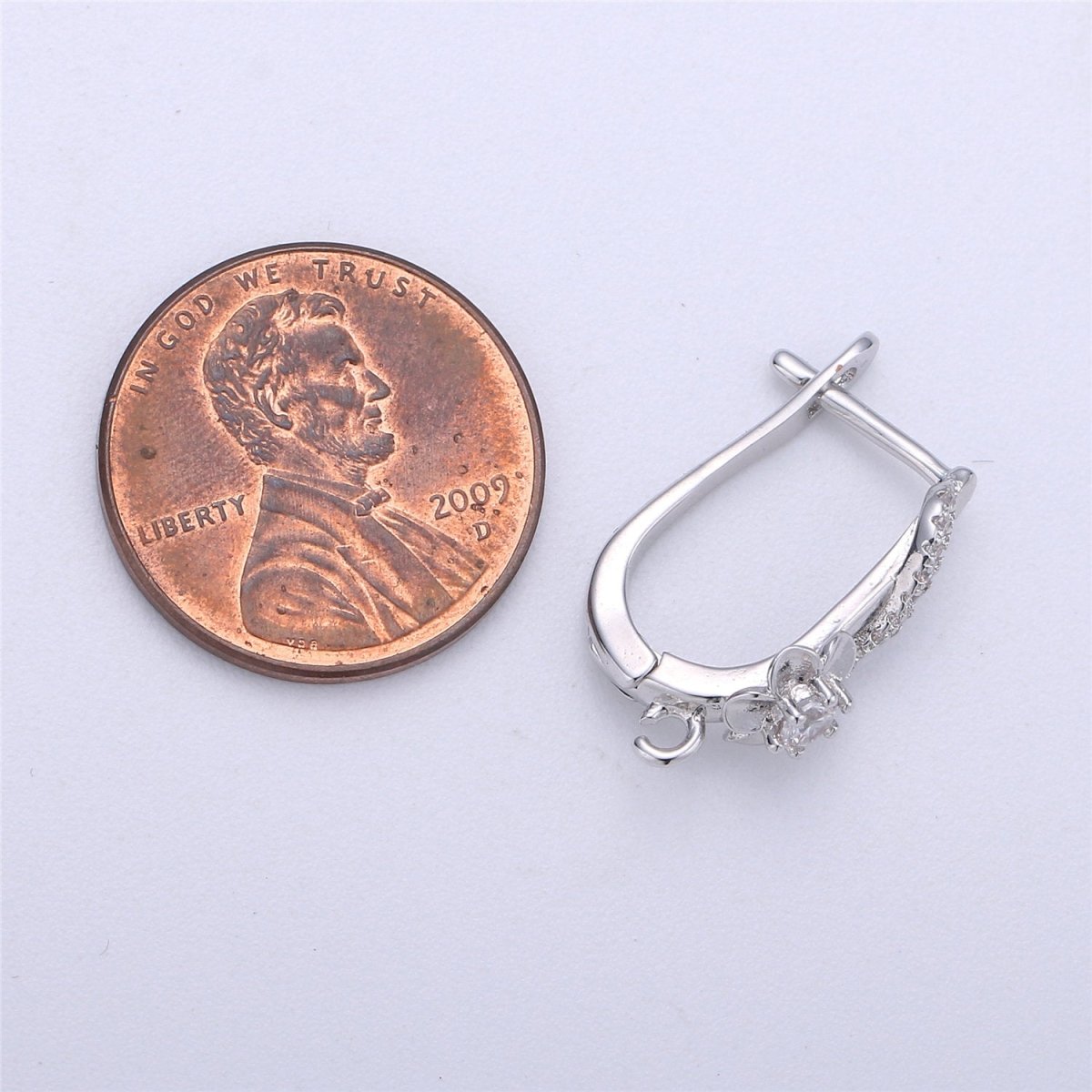 Wedding Jewelry Cubic One Touch Earring for jewelry Making Supply Rhodium- Plated lead free nickel free K-281 - DLUXCA