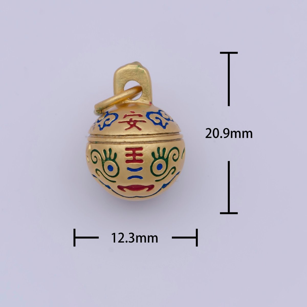 "Wellbeing Safety" Chinese Character Enamel Tiger Ball Gold Protection Charm | X-713 - DLUXCA