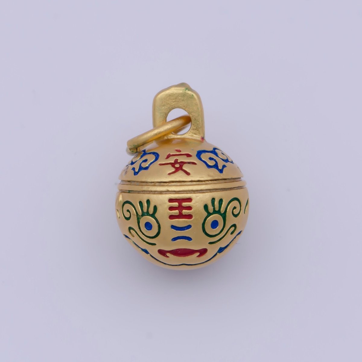 "Wellbeing Safety" Chinese Character Enamel Tiger Ball Gold Protection Charm | X-713 - DLUXCA