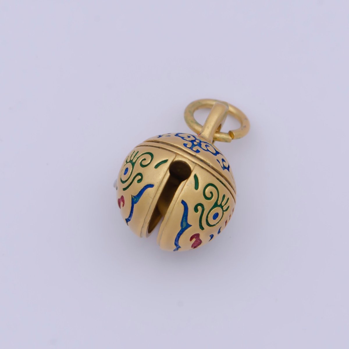 "Wellbeing Safety" Chinese Character Enamel Tiger Ball Gold Protection Charm | X-713 - DLUXCA
