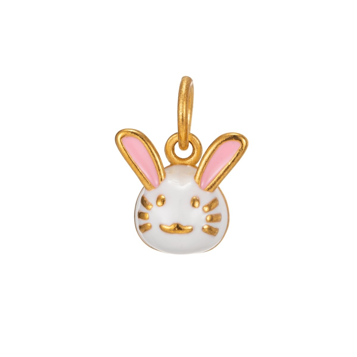 White Bunny Head Charm for Kids Jewelry Making Supply Necklace Bracelet Earring Charm Componnent in gold overlayC-631 - DLUXCA